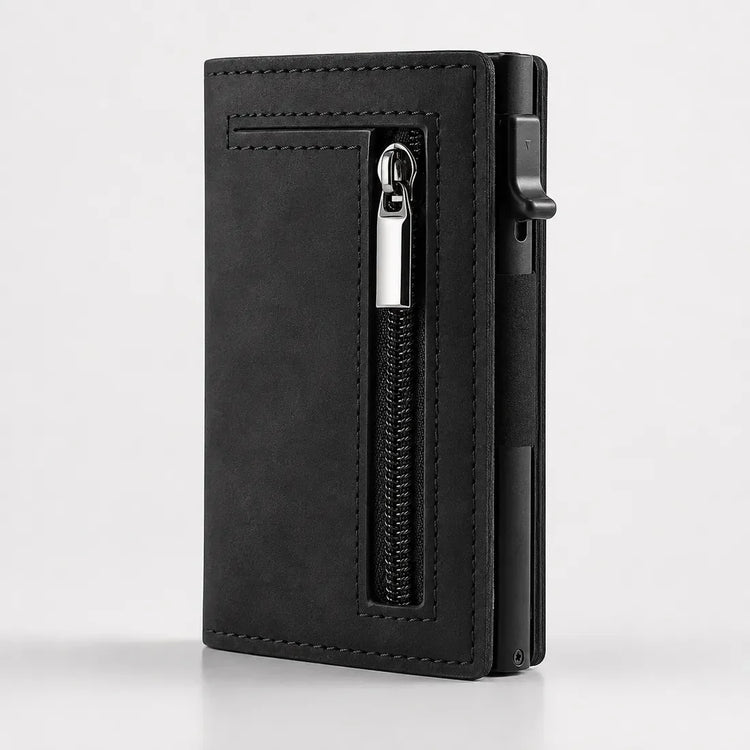 Cartera Belmonte en cuero negro